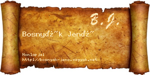 Bosnyák Jenő névjegykártya